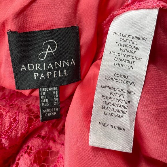 Adrianna Papell Women's Off Pink Floral Lace Slit Sleeve Modest Plus Size 16 - Picture 5 of 6